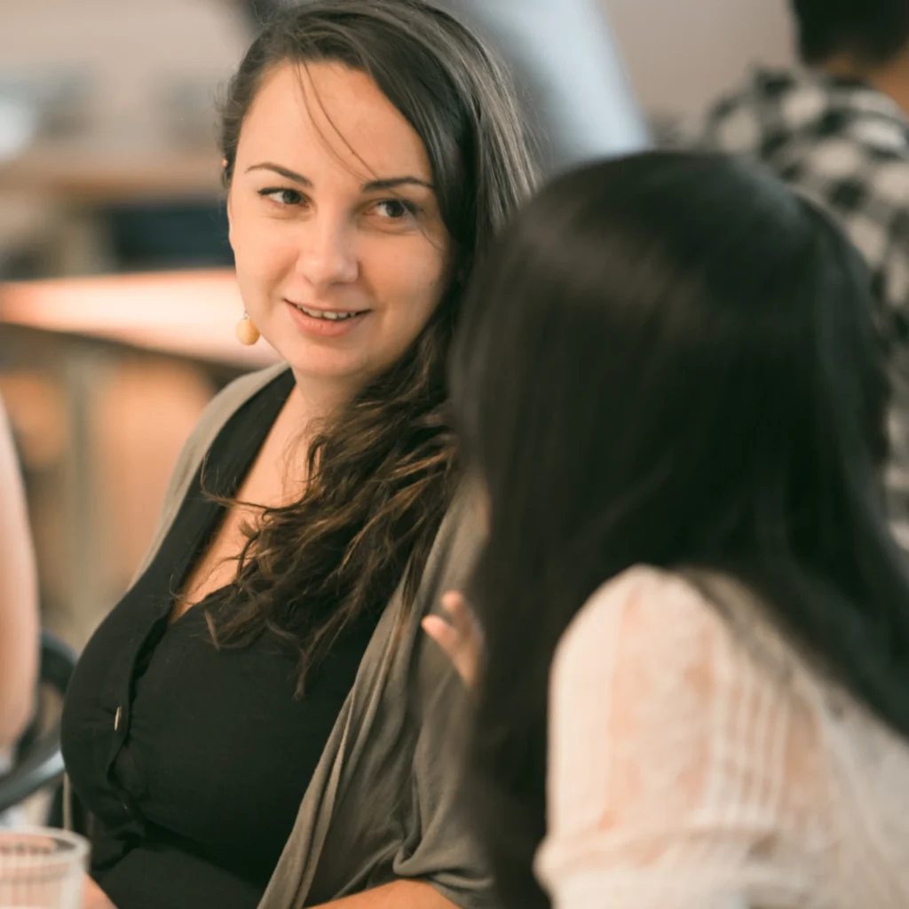 Two women in conversation