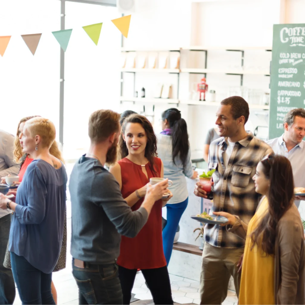 Business owners networking at an event